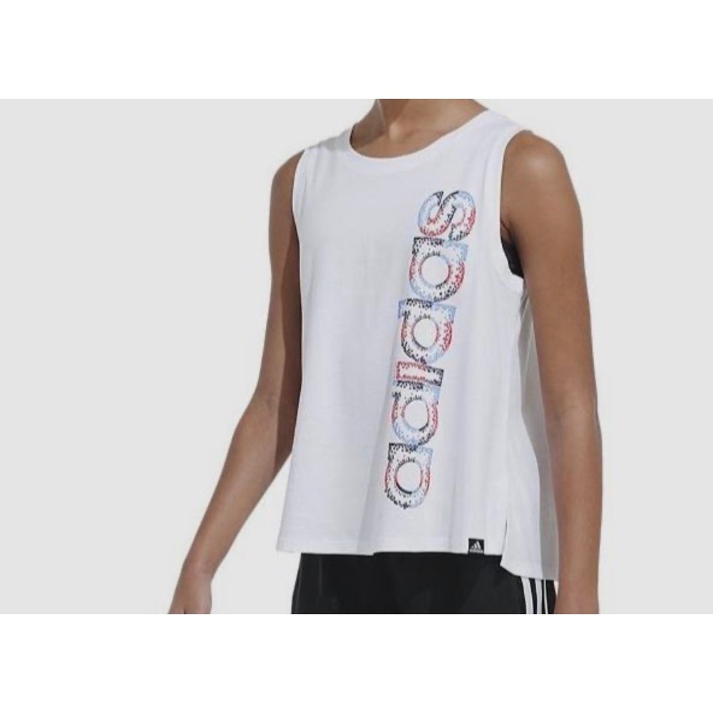 Adidas Girls White Tank, Large (14)